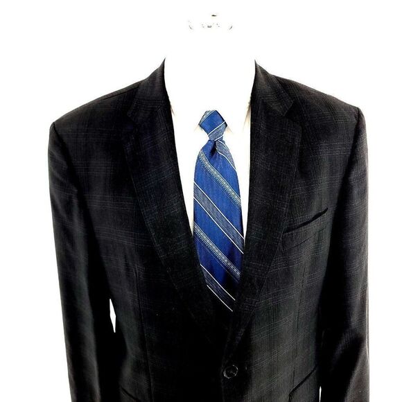 Hugo Boss Marzotto Super 110s 2 Button‎ Blazer 40S Gray Plaid Jackson Lenon2